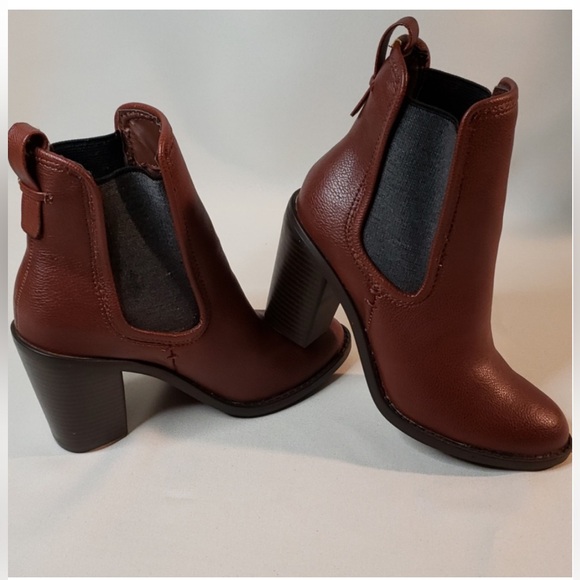 🆕 Merona Charli Red Brown Pull On Chelsea Ankle Boots with Block Heel, Size 6 - Picture 10 of 13